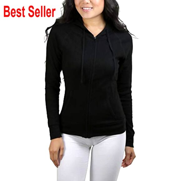 Long Sleeve Zip-Up Thermal Hoodie, Cropped Velour Terry Jacket, Active Wear - Picture 2 of 6